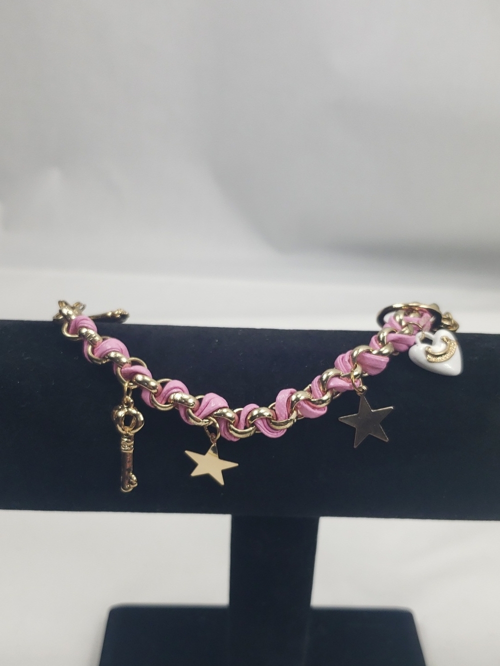Betsey Johnson Pink Ribbon Charm Bracelet
